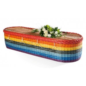 English Willow Imperial (Oval Shape) Coffin - Colourful Rainbow (Made from the Heart)